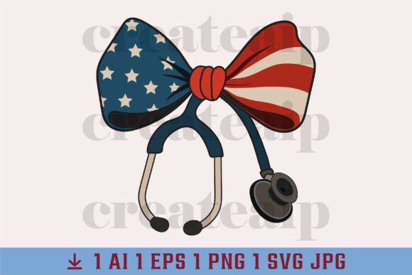 4th of July PNG Patriotic Nurse Bow: A Design Asset