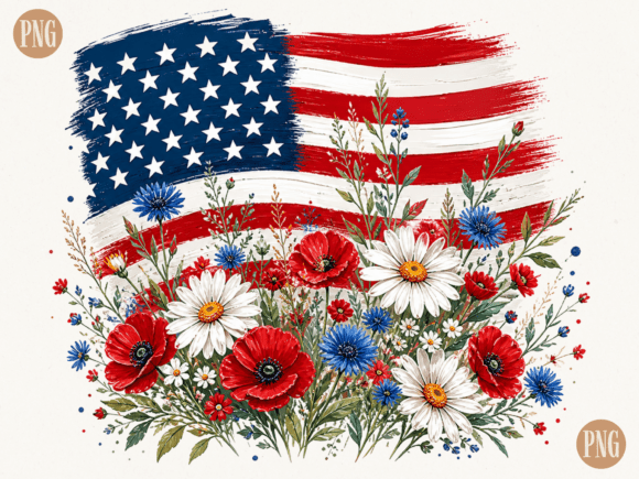 American Flag with Wildflowers: Patriotic Floral Design