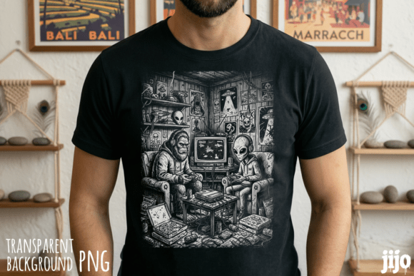Bigfoot Alien Gaming Retro PNG: A Designer's Asset for Creative Merchandise