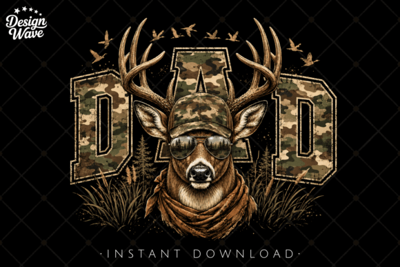 Camo Buck Father's Day PNG: A Designer's Asset for Rugged Branding