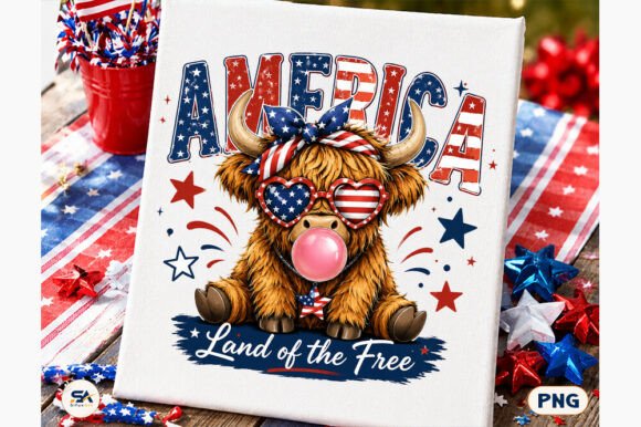 Celebrate Independence Day with a Charming Highland Cow Design