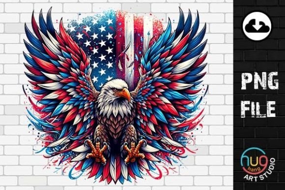 Designing with Patriotic Eagle USA Flag 4th of July PNG Graphics