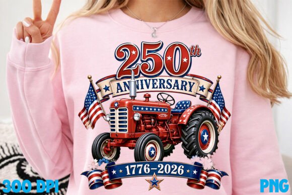 Patriotic Tractor 250th Anniversary PNG: A Timeless Design Asset