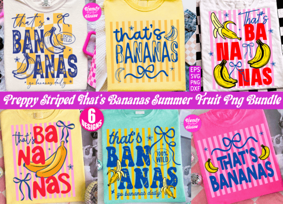 Striped Summer That's Bananas PNG Bundle: Vibrant Design Assets