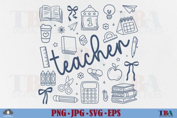 Teacher Life Preppy Back to School Icons: A Designer's Asset