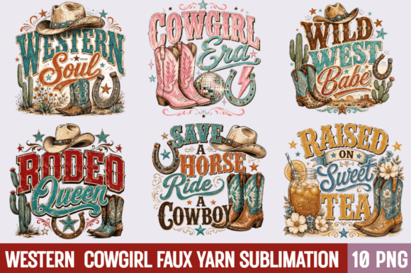 Western Cowgirl Faux Yarn PNG Bundle: A Designer's Texture Toolkit